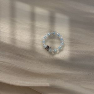 Mooie Zomer Koreaanse Kleurrijke Transparante Kralen Vlinder Bloemen Ringen Voor Vrouwen Party Sieraden