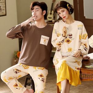 Koppels Vrouwen Mannen Herfst Mannelijke Lange Mouw Pyjama Sets Katoen Satijn Nachtkleding Informele Lounge Wear Lovers Kleding Unisex Look