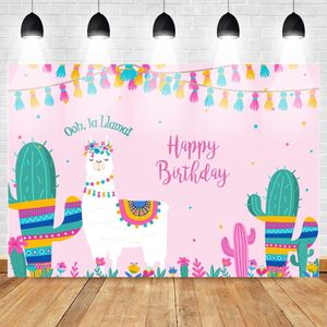 Mehofoto La Lama Verjaardag Fotografie Achtergrond Mexico Roze Lama Fun Verjaardag Foto Achtergrond Party Banner Decoratie