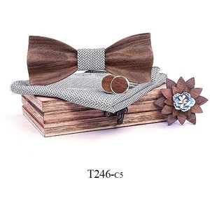 3d Houten Strikjes voor Mannen mannen stropdas Hout Bowtie Handgemaakte Vlinder Zwarte Walnoot Hout Strikje Gravata manchetknoop zakdoek