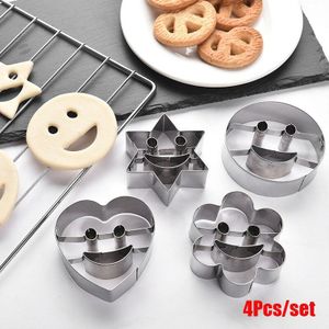 4 Stks/set Hartvorm Ster Ronde Glimlach Gezicht Cookie Biscuit Mould Cake Bakken Molds Groente-en Brood Plasticine Cutter