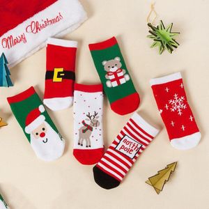 6 Stks/set Katoenen Baby Sokken Jongens Meisjes Sokken Meisje Kids Sokken Kinderen Gestreepte Sneeuwvlok Elanden Kerstman Kerst Chausette