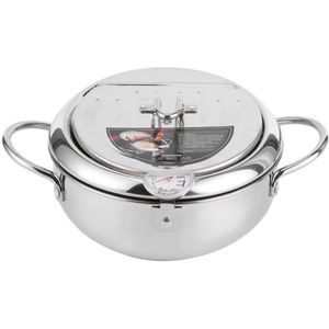 Steelpan Pannenkoek Steak Pan Japanse Stijl Mini Rvs Frituren Pot Met Thermometer Inductie Fornuis Compatibel Pannen