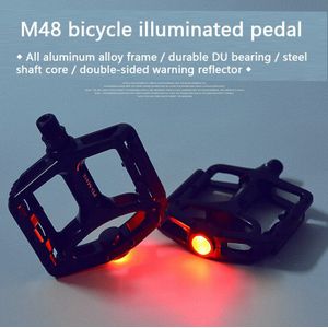 Dubbele Ud Lager Fiets Pedaal Aluminium Met Led Licht Mtb Racefiets 100X92X22mm Pedaal Ultralight Fietsonderdelen