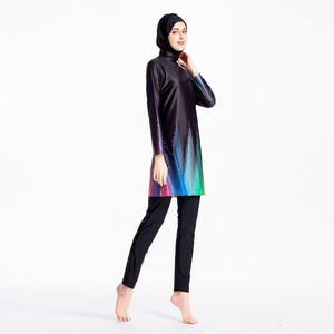 Volledige Cover Badpak Moslim Vrouwen Burkini Bescheiden Hijab Regenboog Badmode Badmode Badpak Conservatieve Grote Maat Loose Fit