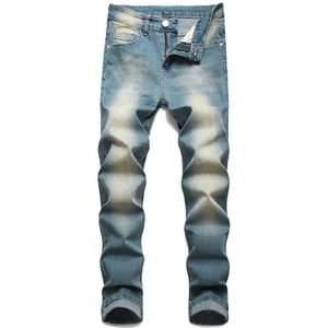 Mens Vintage Blue Jeans Klassieke Rechte Gerafelde Denim Broek Voor Mannen Mode Streetwear Casual Broek Hommes Jeans Plus Size 44