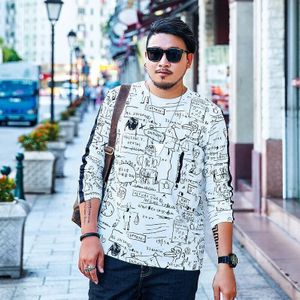 Gxxh Herfst Mannen Trend T-shirt Grote Maat Xxl 5XL 6XL 7xl Graffiti Stijl Gedrukt Mannelijke Oversized T-shirt Grote tall Man Tee