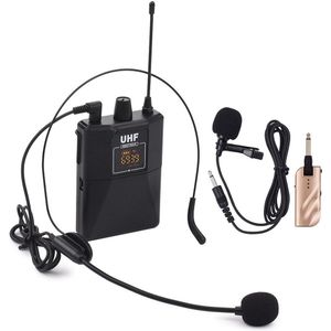 Uhf Dual-Frequentie Draadloze Microfoons Set Met 1 Ontvanger 1 Zender 1 Lavalier Mic 1 Headset Microfoon Voor Live prestaties
