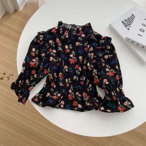 Peuter Meisjes Shirts Herfst Kids Kleding Tiener Meisje Corduroy Ruche Bloemen Blouse Kinderen Trompet Mouwen Trui Tops