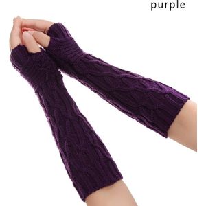 Vrouwen Winter Lange Gebreide Handschoenen Dikke Warme Vingerloze Handschoenen Warming Kleur Mittens Elastische Zachte Arm Warmers