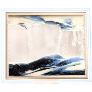 3D Dynamische Vloeiende Grit Zand Schilderij Transparante Glazen Frame Tekening Landschap I88 #1