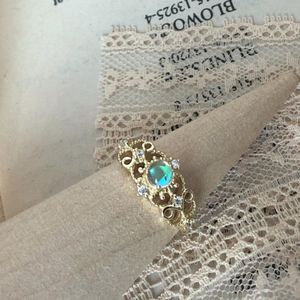 LAMOON 925 Sterling Zilveren Maansteen Vintage Prinses Kant Ring 14K Vergulde Verstelbare Fijne Sieraden voor Vrouwen LMRI079