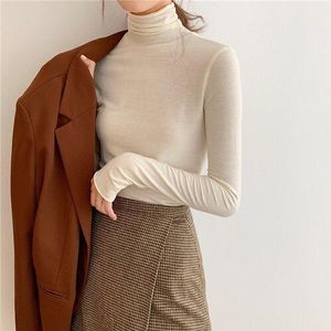 Stretch Vrouwen Truien Coltrui Truien Zachte Primer Shirt Lange Mouw Koreaanse Slim-Fit Strakke Trui Herfst Winter Solid