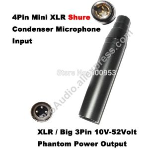 ta4f 4pin mini xlr 3pin mannelijke xlr voor shure condensator microfoon fantoomvoeding 48 v adapter