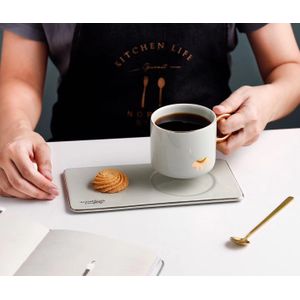 Europese Luxe Gouden Rand Keramiek Koffie Kopjes En Schoteltjes Lepel Sets Met Geschenkdoos Thee Sojamelk Ontbijt Mokken Dessert plaat