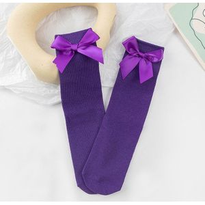 Meisjes Kniekousen Met Bogen Snoep Kleur Katoen Ademende Kousen Prinses Sokken School Marine Blauwe Sokken