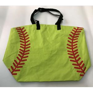 Baseball Zak Voetbal Baseball Witte Stiksels Tassen Baseball Vrouwen Katoenen Canvas Sport Tassen Baseball Tote