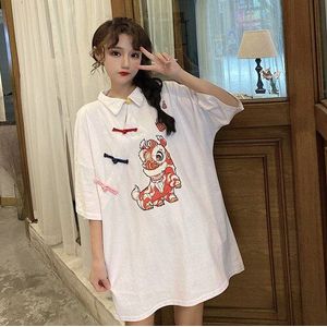 Vrouwen Retro Japanse Harajuku Stijl Tang Pak Qipao Jurk T-shirt Tops Chinese Stijl Mode Toevallige Cheongsam Blouse Streetwear