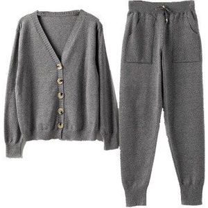 Herfst Vrouwen Gebreide Trainingspak Coltrui Casual Outfit Vrouwelijke Winter 2 Delige Set Knit Top Broek Sporting Suit