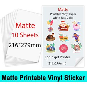 10 Sheets Printable Vinyl Sticker Papier Glossy Lijm Kopieerpapier 216*279Mm Vinyl Papier Voor Inkjet Printer diy Ambachten
