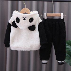Leuke Stijlvolle Comfortabele Praktische Handig Cartoon Panda Herfst Winter Kinderen Warme Kleren Verdikte Jas Broek Pak
