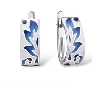 Santuzza Zilveren Oorbellen Voor Vrouwen Echt 925 Sterling Zilveren Blauwe Bladeren Emaille Oorbellen Trendy Fijne Sieraden Handgemaakte