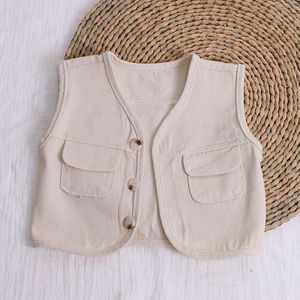 Kinderen Vest 2022 Baby Meisje Lente Kleding Kinderen Mouwloze Denim Vesten Koreaanse Peuter Jongens Katoen Casual Losse Vesten