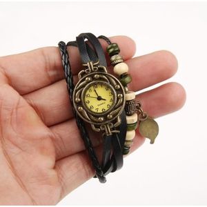 Vrouwen Retro Armband Horloge Mode Boom Blad Hanger Faux Multilayer Armband Sieraden Decoratie Quartz Watchreloj Mujer