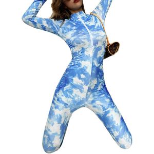 Vrouwen Lange Mouwen Tie-Dye Print Jumpsuit Dames Mode Jumpsuit Voor Sport Dagelijkse Slijtage