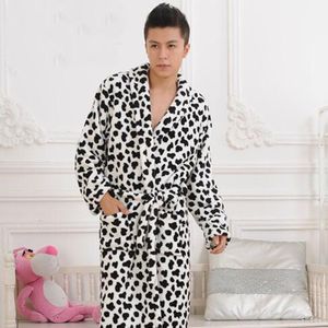 Luxe Dikke Zachte Warme Flanel Lange Badjas Met Belted Unisex Herfst Winter Lange Mouw Print Pyjama Met Pocket