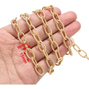 1 Meter Rvs 9X15Mm Gold Chunky Chains Geweven Punk Choker Ketting Voor Diy Sieraden Maken accessoires