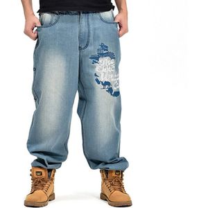 Borduurwerk Baggy Jeans Mannen Denim Broek Losse Streetwear Jeans Hip Hop Casual Skateboard Broek voor Mannen Plus Size Broek S097