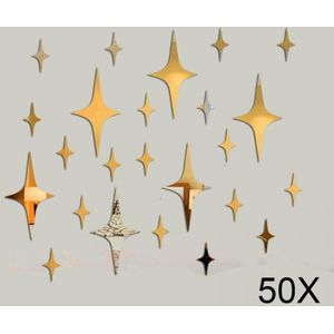 MEYA 50 stks Stralende Ster Vorm 3D Acryl Muurstickers Woonkamer Bed Room Plafond Spiegel Muursticker
