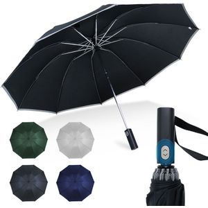Automatische Winddicht Paraplu Regen Vrouwen Reflecterende Strips Reverse Draagbare 3 Vouw 10 Ribben Business Omgekeerde Paraplu Mannen Parasol