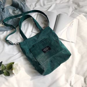 Vrouwen Corduroy Canvas Tote Dames Casual Schoudertas Winkelen Shopper Hand Zakken Voor Vrouwelijke Messenger Koreaanse Mode Handtas Tas