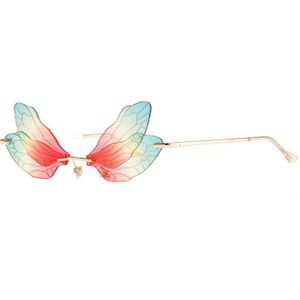 Auto Rijden Bril Mannen Frameless Rimless Zonnebril Vrouwen Vintage Dragonfly Steampunk Zonnebril