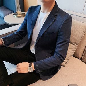2022 Pak Mannen Jas Mode Slanke Toevallige Jassen Knappe Masculino Business Jassen Pakken Gestreepte Mannen Tops S-3XL