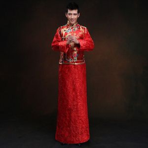 Heren Wit Tuniek Chinese Rode Trouwjurk Traditionele Chinese Oosterse Kleding Voor Mannen Tang Pak Past Tuniek Jas Shirts