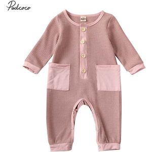 Baby Lente Herfst Kleding Baby Baby Meisje Jongen Kid Romper Pocket Patchwork Jumpsuit Winter Mesh Ademende Kleding 0- 24M