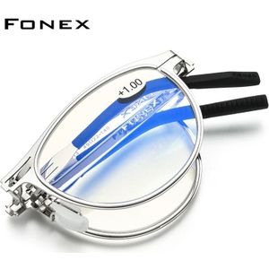 Fonex Anti Blauw Blokkeren Vouwen Leesbril Mannen Vrouwen Presbyopie Verziendheid Dioptrie Schroefloos Opvouwbare Brillen LH013