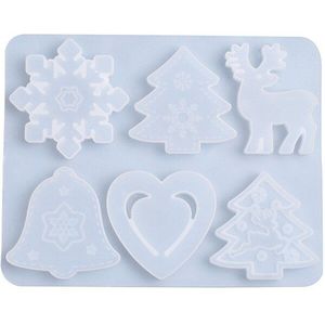 6 Rooster Kerst Hanger Silicone Mold Sneeuwvlok Bell Elanden Diy Kristal Epoxyhars Mould Sieraden Maken Gereedschap