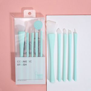 5Pcs Siliconen Masker Make-Up Kwasten Set Gezichtsverzorging Applicator Gekleurde Siliconen Eyeshdow Eyeliner Concealer Masker Borstel