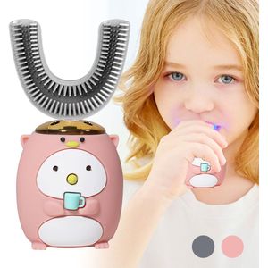 Smart 360 Graden U Elektrische Tandenborstel Kids Silicon Automatische Ultrasone Tanden Tandenborstel Cartoon Patroon Kinderen