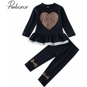 Baby Lente Herfst Kleding Pasgeboren Baby Meisjes Kant Lange mouwen Liefde Jurk Broek Winter Valentine Kleding 2PCS 1-6T