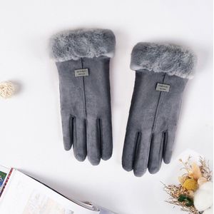 25 # Vrouwen Winter Handschoenen Dames Meisjes Outdoor Warmte Volledige Vinger Gevoerd Rijden Handschoen Dames Suede Pluche Warme Effen Kleur handschoenen