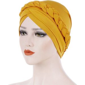 Cap Afrikaanse Stijl Hoofddeksels Cap Afrikaanse Stijl Moslim Tulband Haar Accessoires Mode Vrouwen Solide Gevlochten Bandana Hoofddeksels