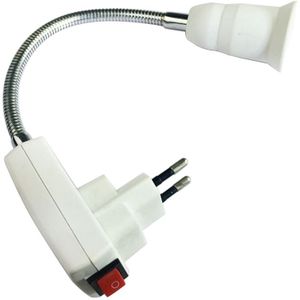 Flexibele E27 Licht Lamp Bulb Socket Adapter Breid Extension Converter Muur Base Houder Schroef Socket Eu Us Plug Wit + zilver
