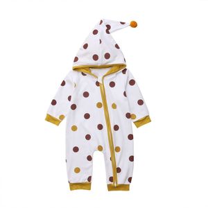 Winter Pasgeboren Hooded Rompertjes Baby Jongens Meisjes Mooie Leuke Dot Print Jumpsuit Fall Little Baby Kids Kleding Outfits