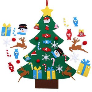 Kids Diy Vilt Kerstboom Set Muur Opknoping Afneembare Ornamenten 26Pcs Kinderen Vriendelijke Kerst Home Decor