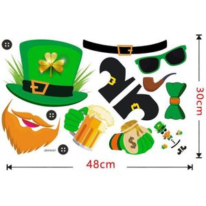 St. Patrick Dag Decoratieve Muurstickers Ierse Home Decor Sticker Behang Guirlande Clover Elf Vensterglas Stickers